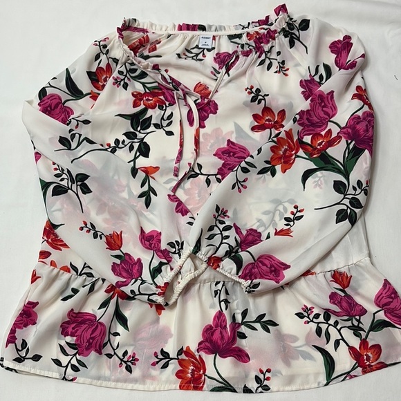 Old Navy Flowers Boxy Peplum Blouse M - Picture 8 of 9
